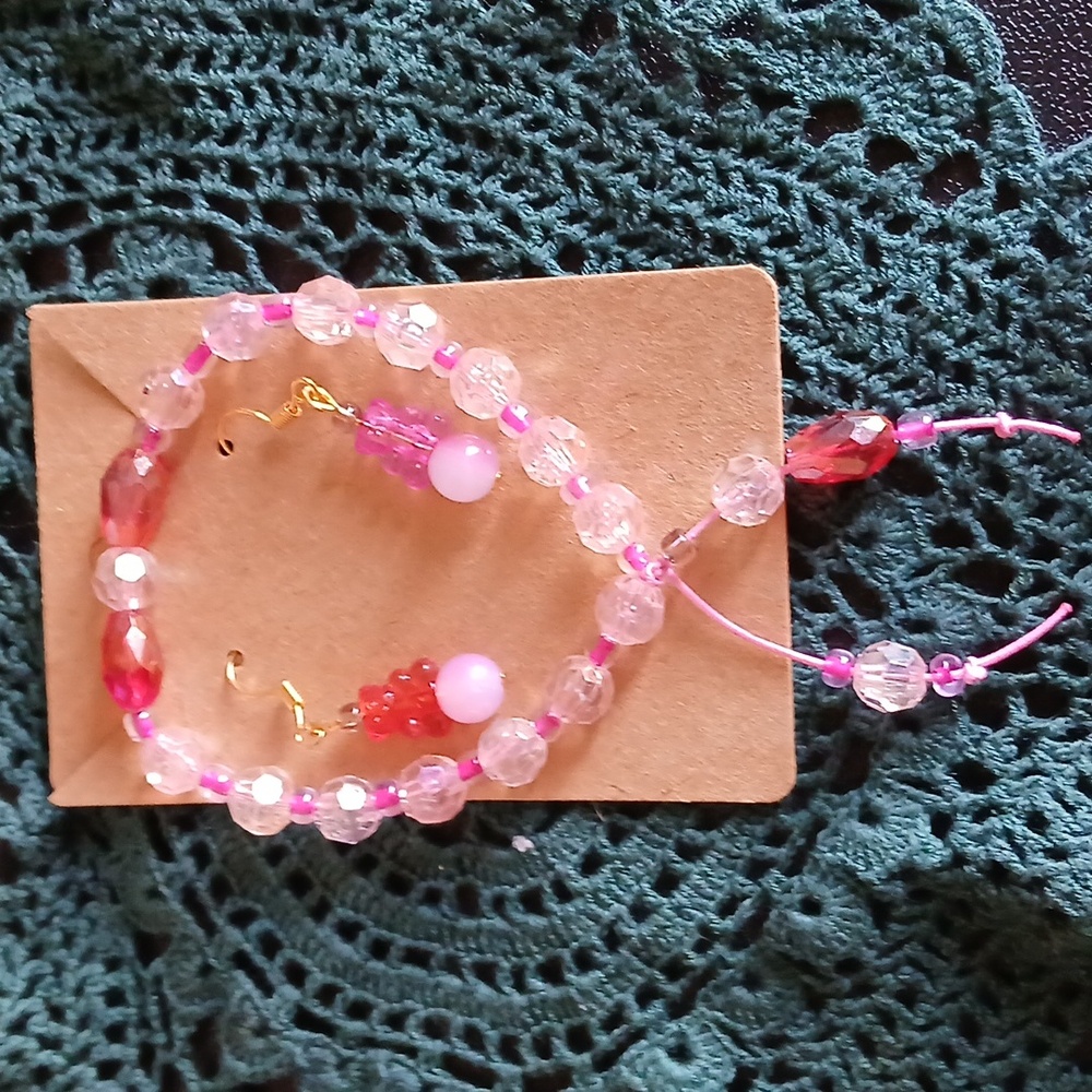 Gold and Pink Bear Earrings